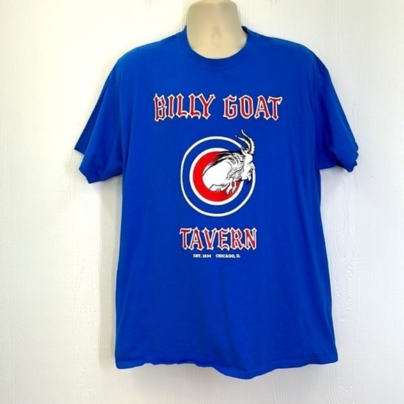 Port & Company - Billy Goat Tavern Chicago IL CHEEZBORGER! Blue T Shirt Size XL - Picture 2 of 8